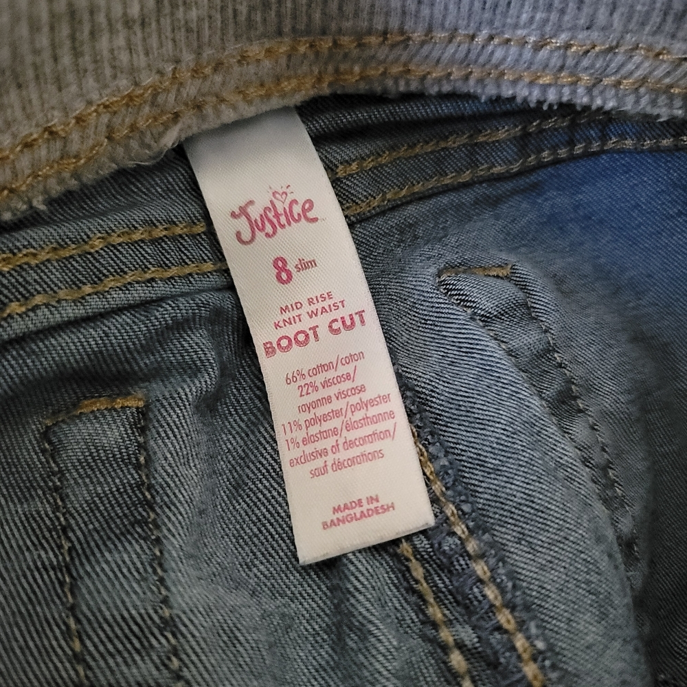 Justice comfy waist jeans Girls Slim 8 - Picture 6 of 6